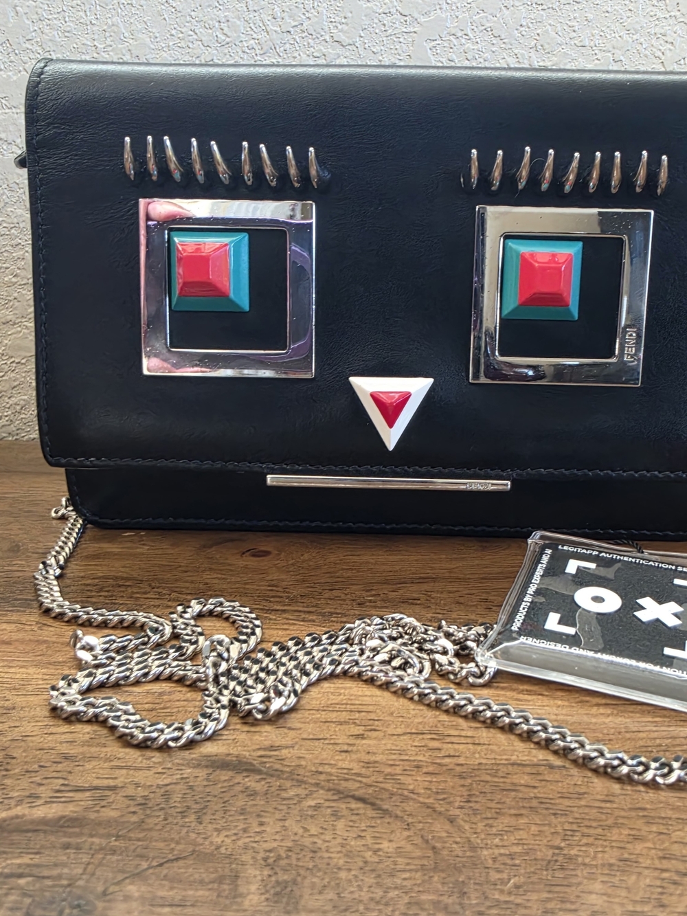 Fendi Black Leather Hypnoteyes Clutch Purse - Picture 2 of 16